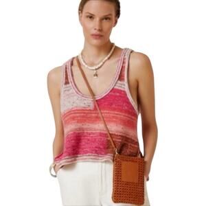 Anthropologie Pilcro Paipo Knit Sweater Tank in Pink Patchwork Size Medium